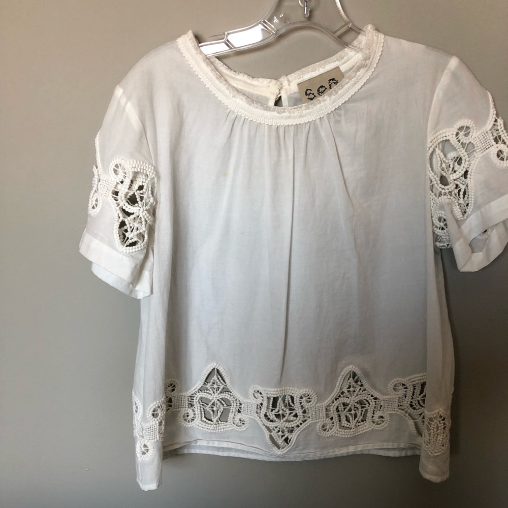 White SEA blouse with crochet detailing